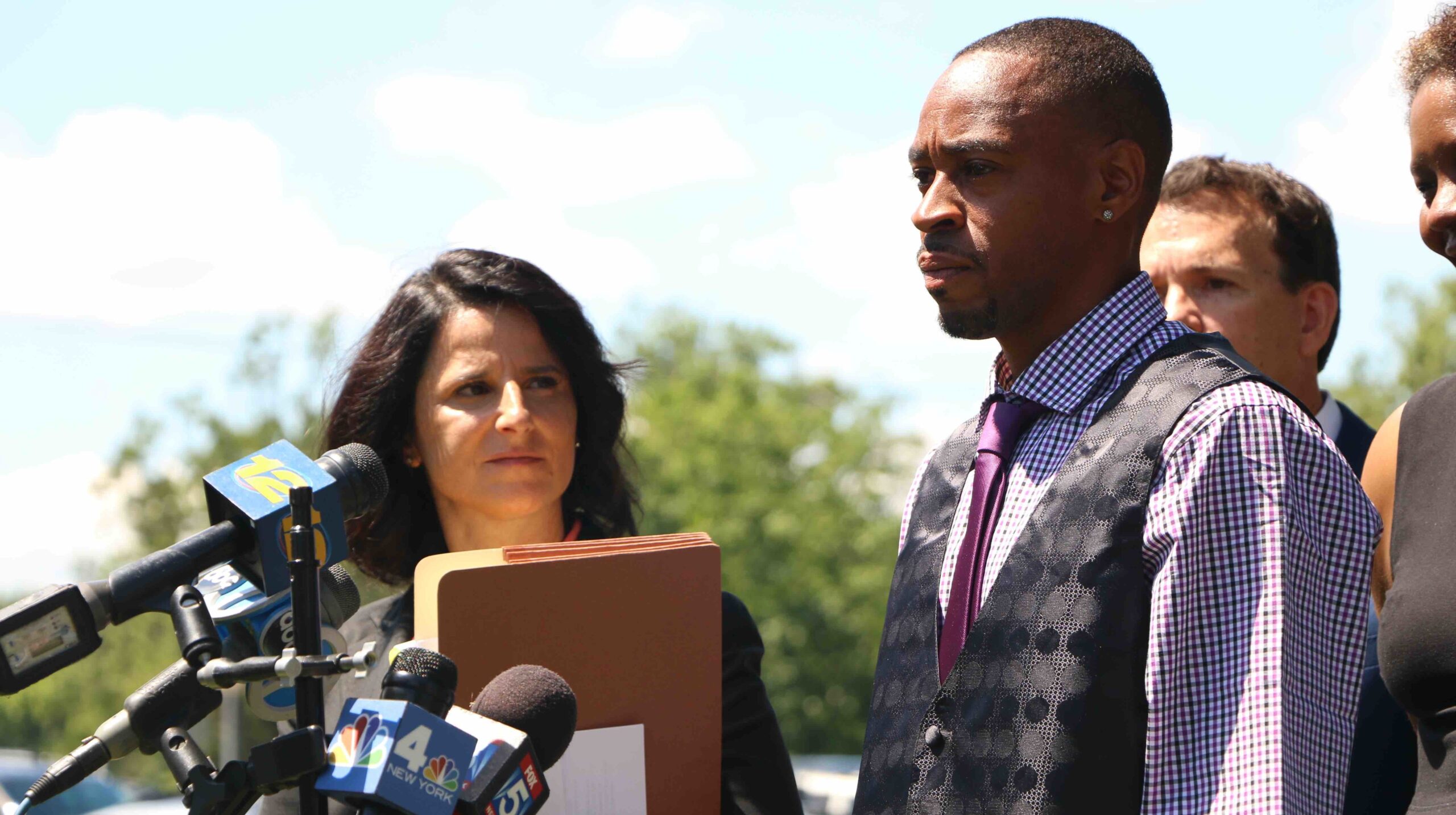 Dion Harrell speaks out after his exoneration on August 2, 2016 in New Jersey (Photo by Yili Liu).