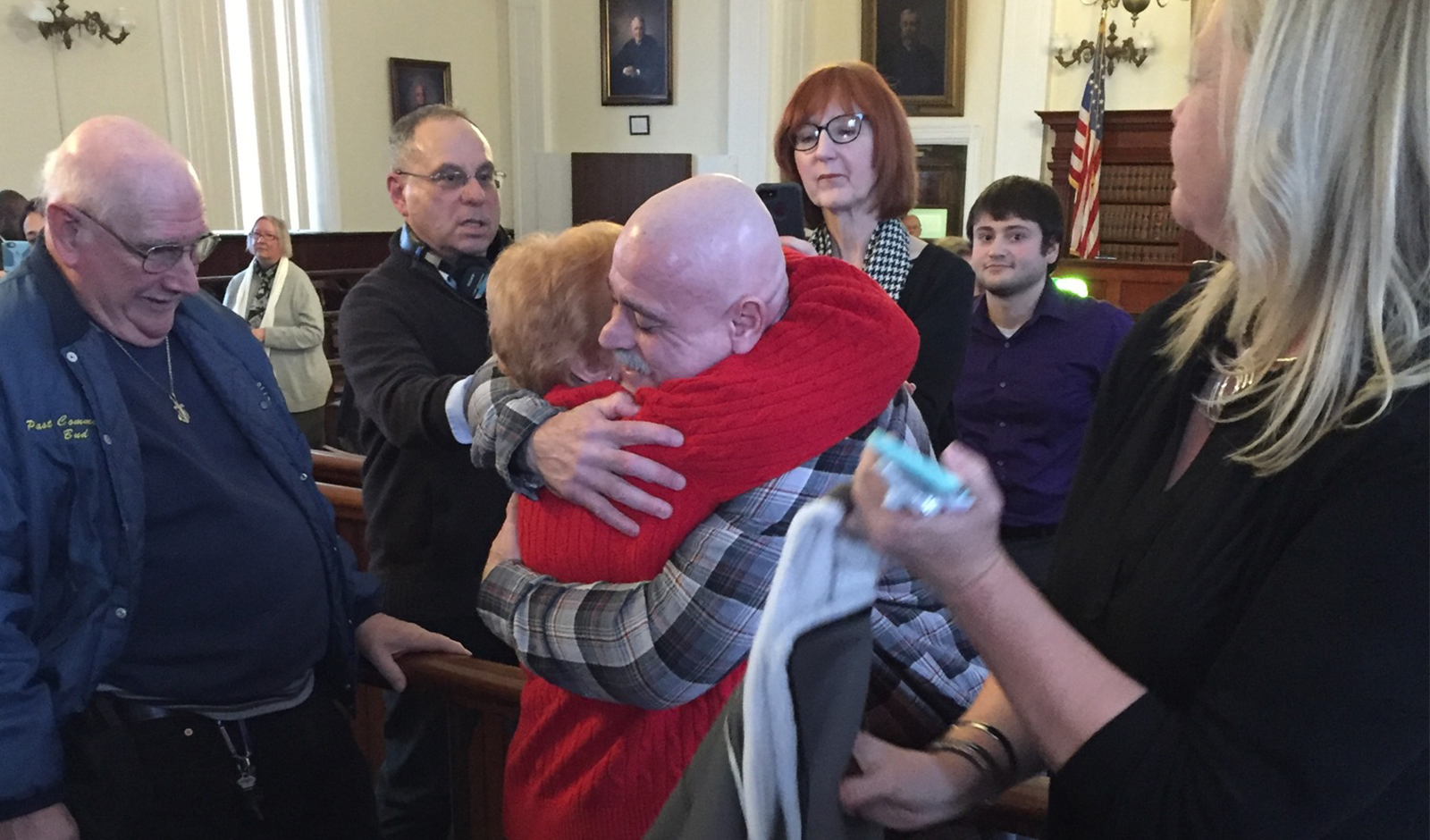 George Perrot hugging his mother after he was released on Feb. 11, 2016.