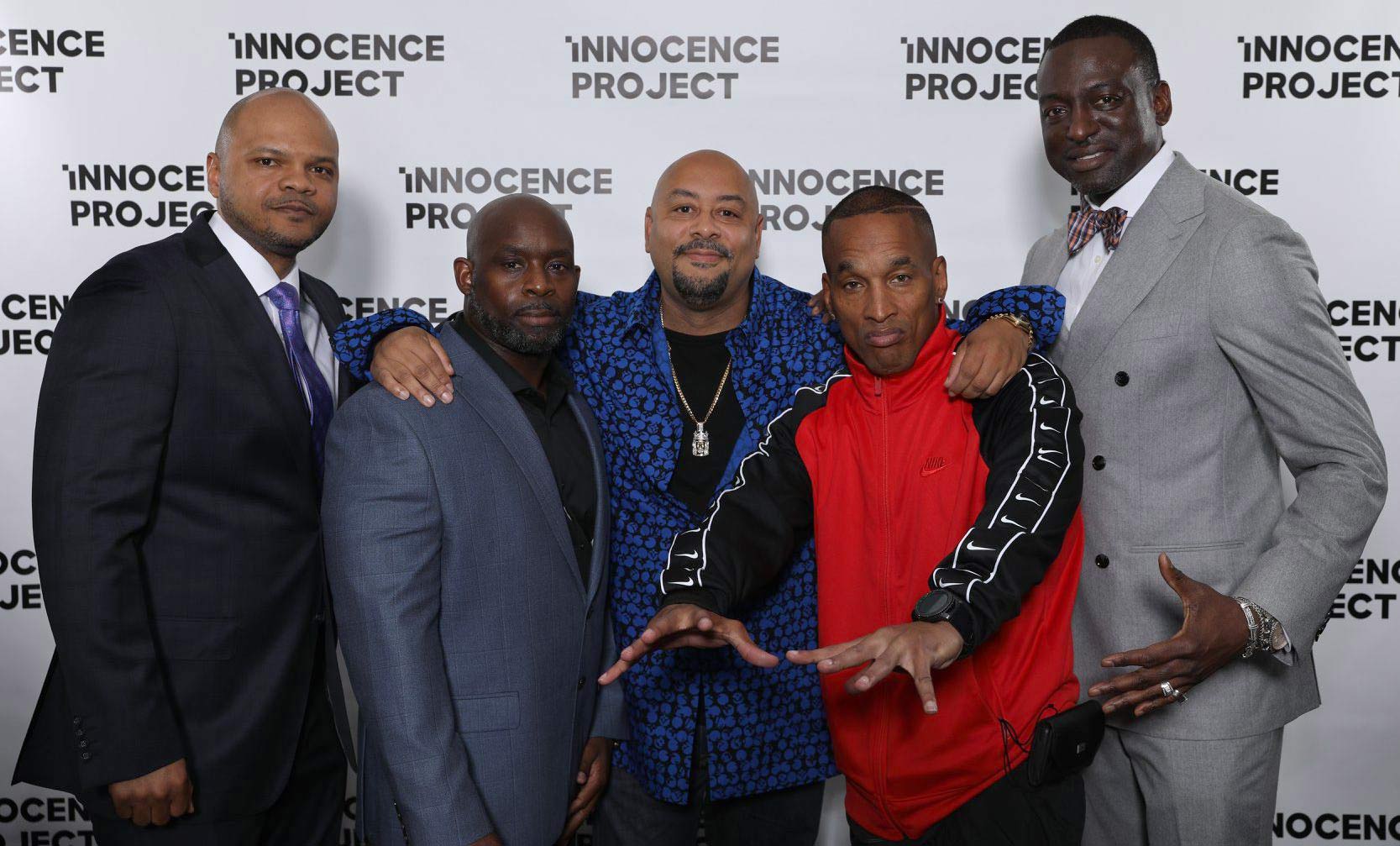 Kevin Richardson, Antron McCray, Raymond Santana, Korey Wise, and Yusef Salaam at the Innocence Project gala in May 2019. Photo by Matthew Adam Photography.