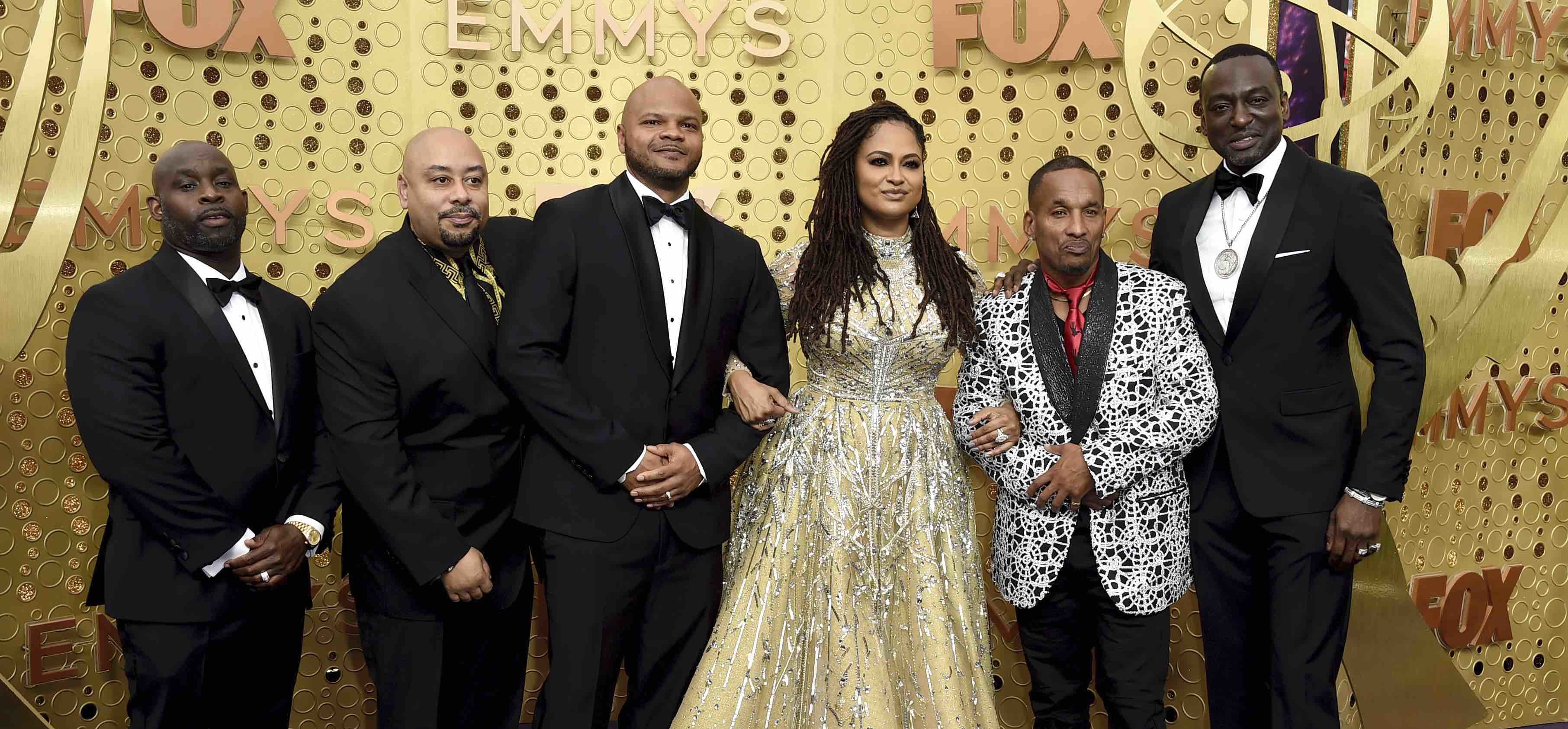 Antron McCray, Raymond Santana, Kevin Richardson, Ava DuVernay, Korey Wise and Yusef Salaam at the 71st Primetime Emmy Awards on Sunday, Sept. 22, 2019 (Photo by Jordan Strauss/Invision/AP).
