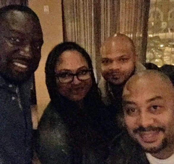 (L-R): Yusef, Ava, Kevin and Raymond at dinner in 2014.