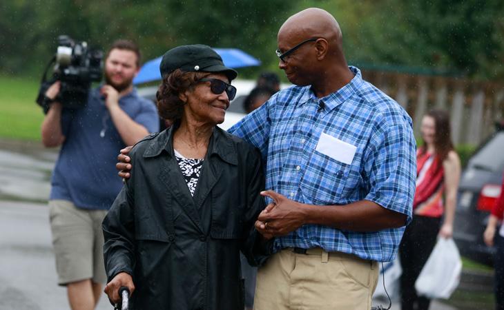 Darnell Phillips and his mother after his release. Photo by Keith Cephus Photography for the Innocence Project at the UVA School of Law.