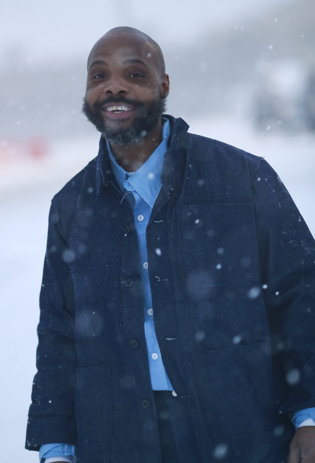 Termaine Hicks was released from SCI Phoenix Prison Tuesday, Dec.16, 2020 in Collegeville, Penn. after a wrongful incarceration for 19 years. His brother Tone Hicks and friend Tyron McClendon was there to greet him upon release. (Jason E. Miczek/AP Images for The Innocence Project)