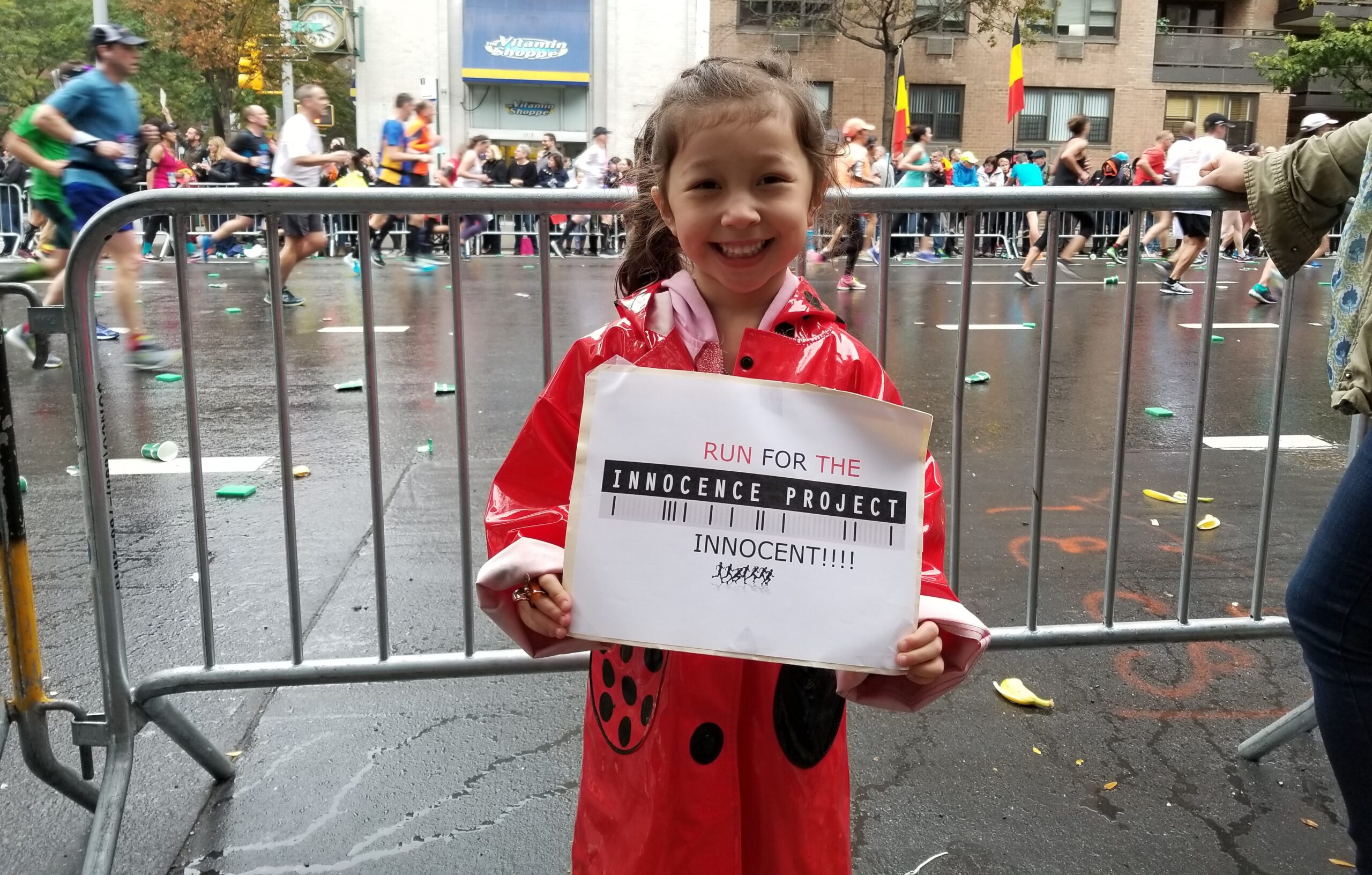 Innocence Project staffer Sarah Chu's daughter Bella at the 2017 marathon. 