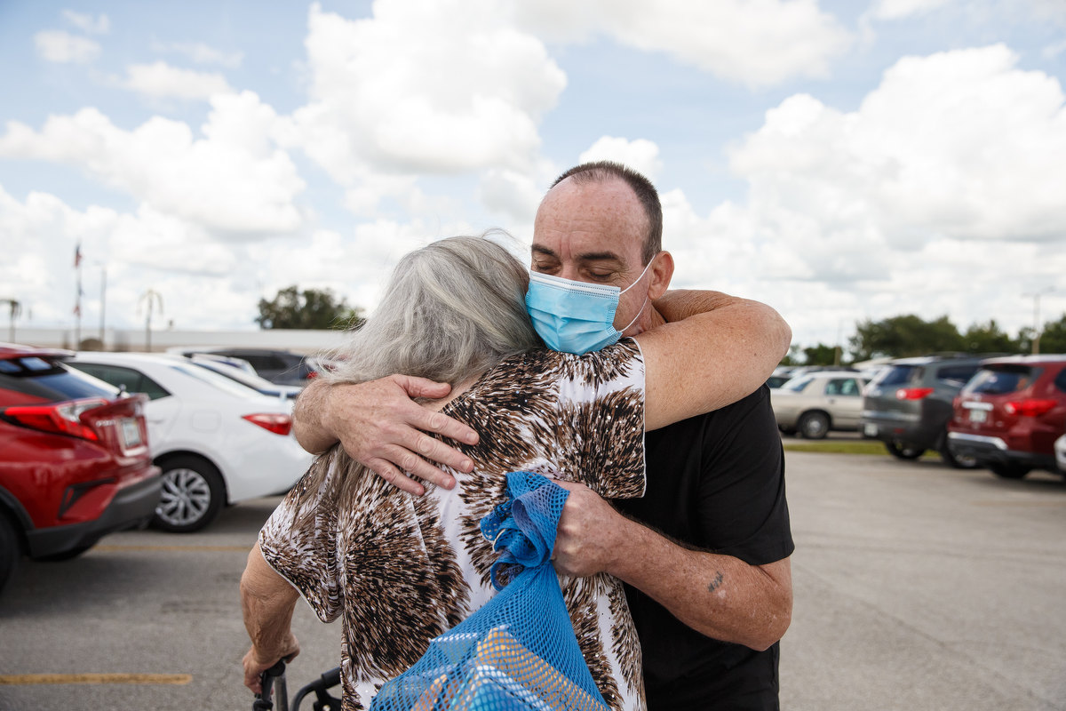 Robert DuBoise hugging his mother Myra DuBoise following his release from prison after 37 years on Thursday, Aug. 27, 2020 in Bowling Green, Florida. (Image: Casey Brooke Lawson/AP Images for The Innocence Project)