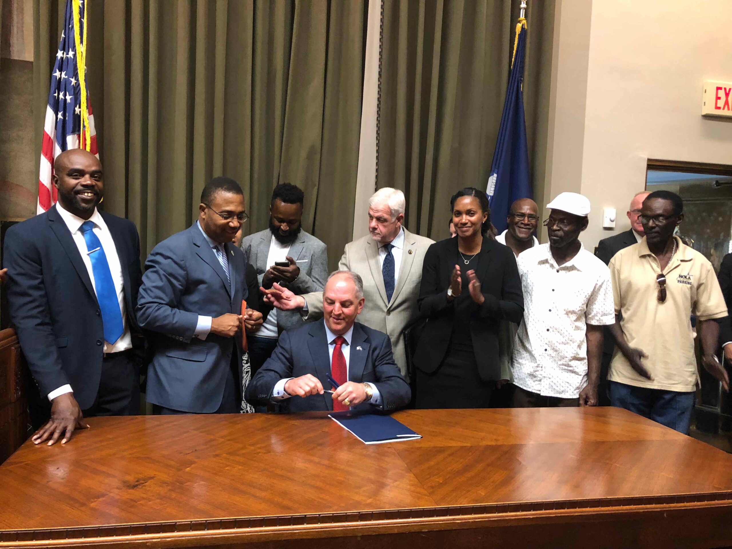 Senate Bill 38 signing ceremony. Photo courtesy of Innocence Project New Orleans.