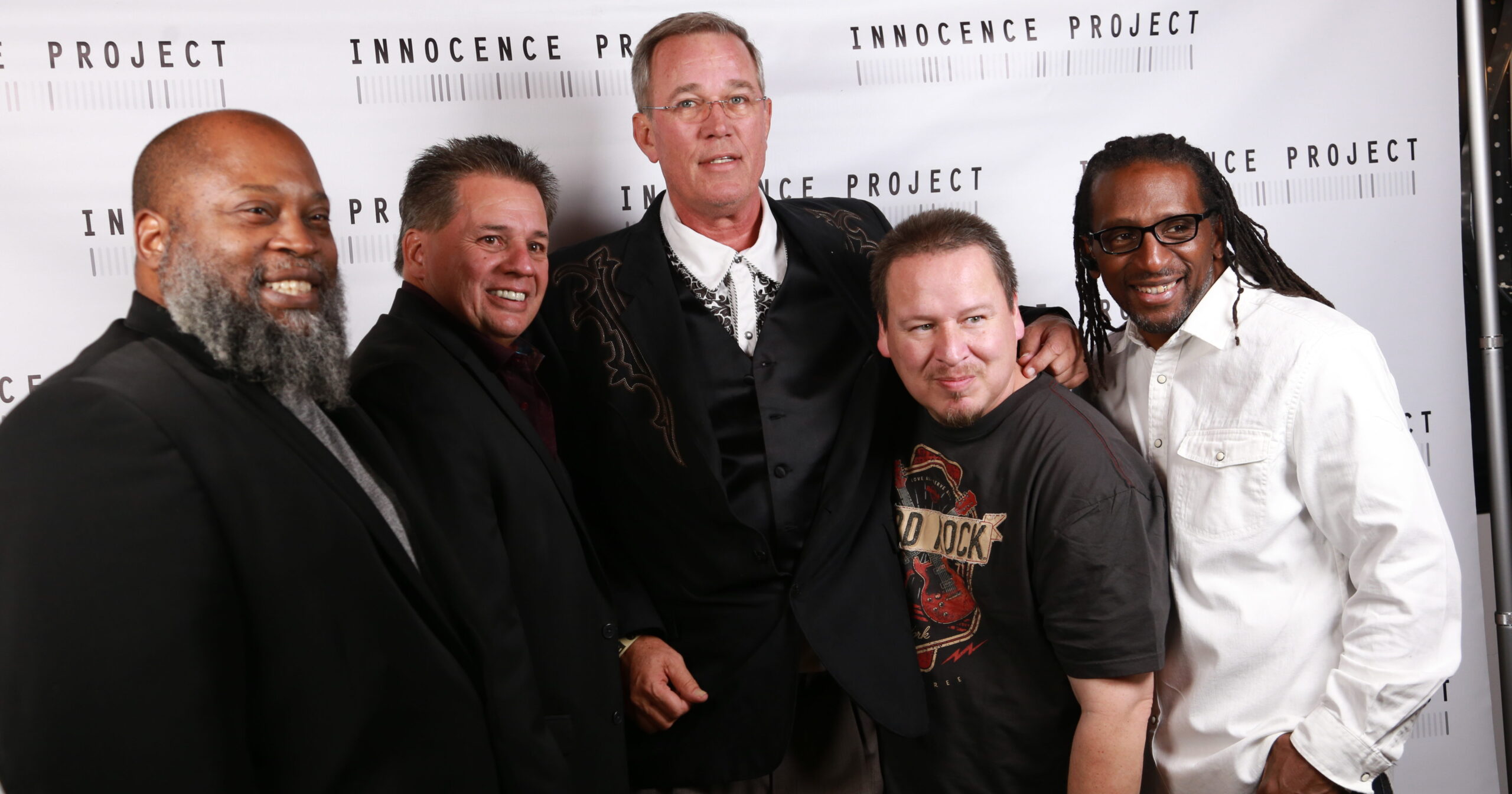 The Exoneree Band at the 2017 YPC event in New York City: Raymond Towler, Eddie Lowery, Bill Dillon, Ted Bradford, and Antione Day. Photo by MatteDesign. 