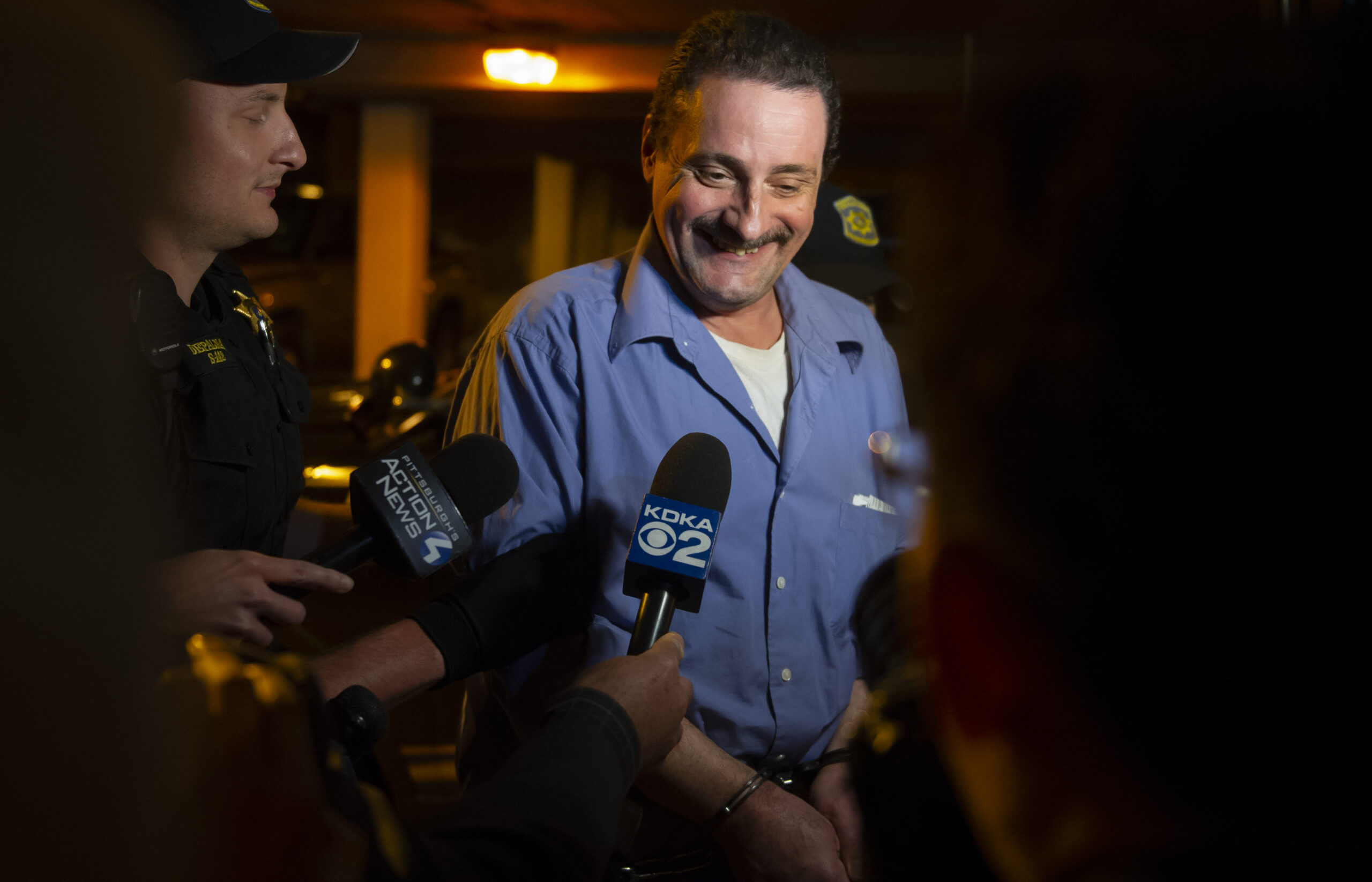 John Kunco speaks to press after his release from prison on May 23. Photo by Jeff Swensen. 
