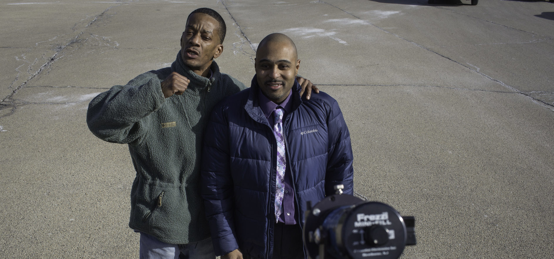 Kevin Bailey released from prison in Illinois after he and Corey Batchelor were exonerated. Photo by Zoran Orlic. 
