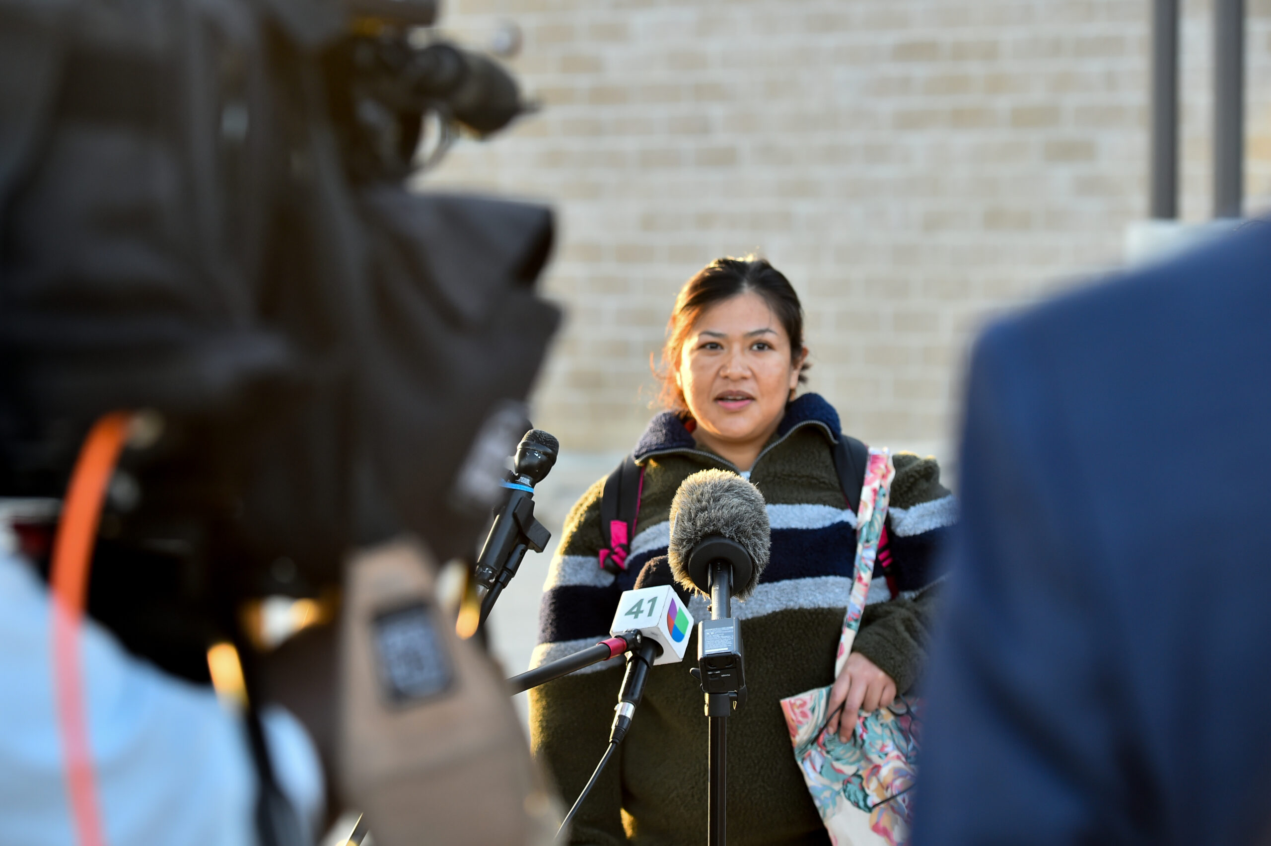 Rosa Jimenez speaking to the press following her release on Jan. 27, 2021. (Image: Robin Jerstad for the AP/Innocence Project