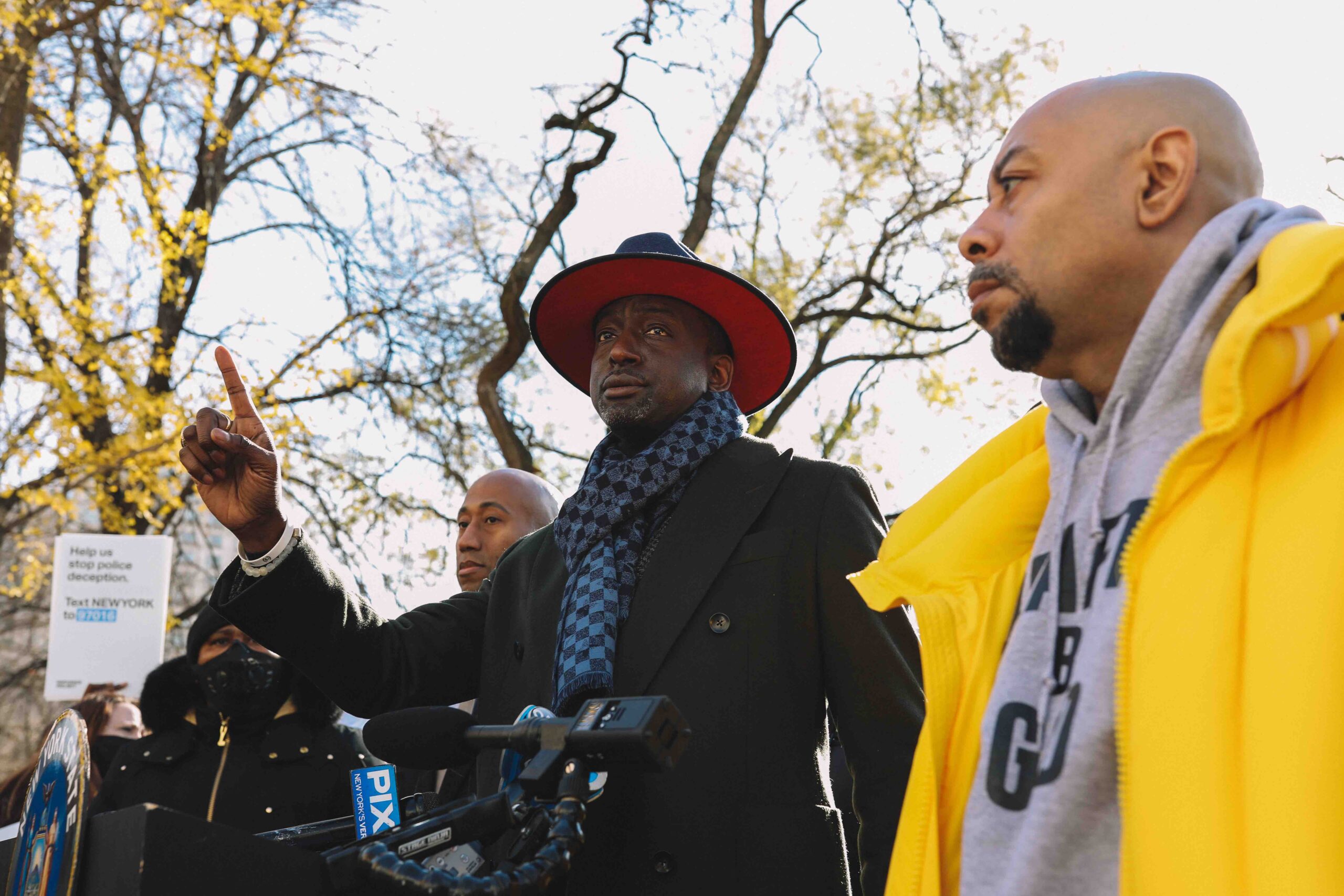 Yusef Salaam introducing the criminal justice package in New York on Dec. 14, 2021 in Central Park. (Image: Elijah Craig/Innocence Project)