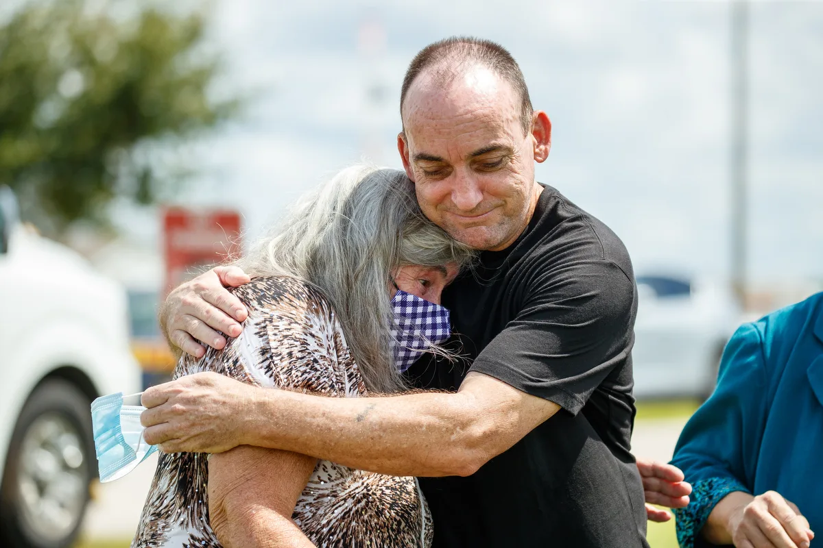 After nearly 40 years, Robert DuBoise, 59, reunites with his family and is released from Hardee Correctional Institute after compelling evidence that points to his innocence is presented with assistance of The Innocence Project. The Innocence Project is a non-profit legal and policy organization that uses DNA and other scientific means to help wrongfully convicted people prove their innocence. 



on Thursday, Aug. 27, 2020 in Bowling Green, Fla. (Casey Brooke Lawson/AP Images for  The Innocence Project