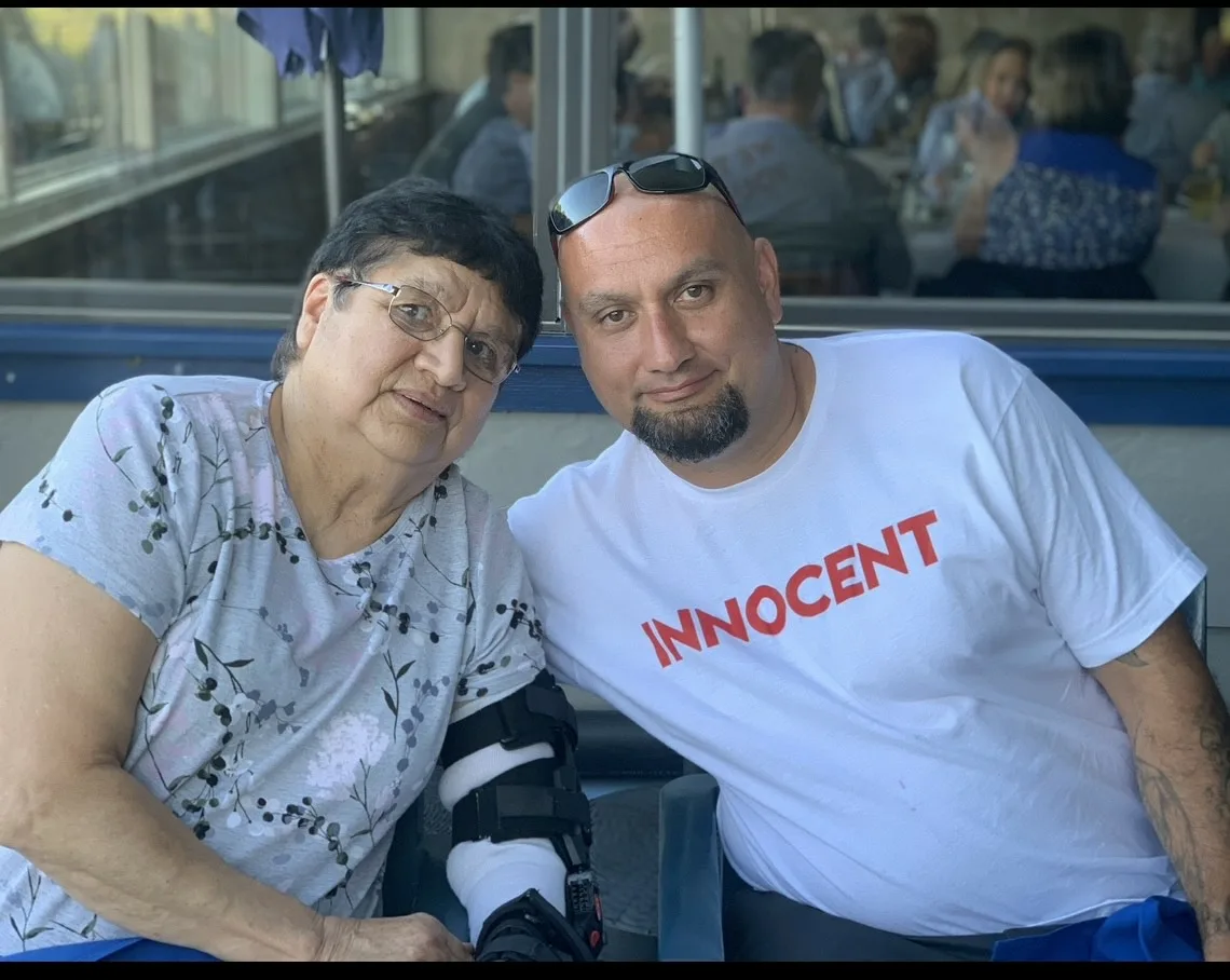 Chris Tapp and his mother Vera on the day of his exoneration in 2019. 