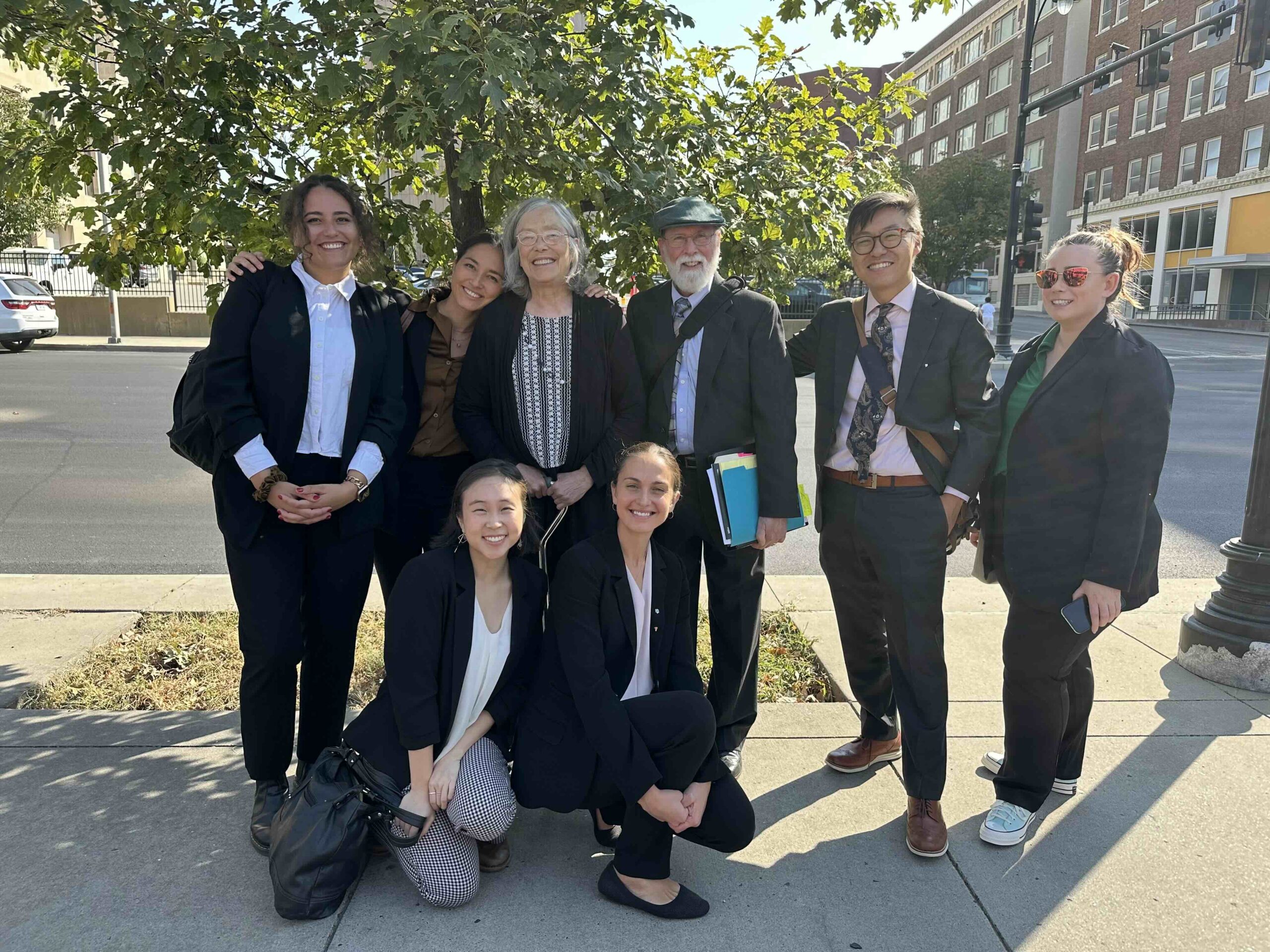 Sandra Hemme with her legal team. She is represented by Innocence Project Senior Staff Attorney Jane Pucher, Staff Attorney Andrew Lee, and Post-Conviction Litigation Fellow Kaila Johnson. She is also represented by co-counsel UMKC Professor of Law Sean O’Brien.


