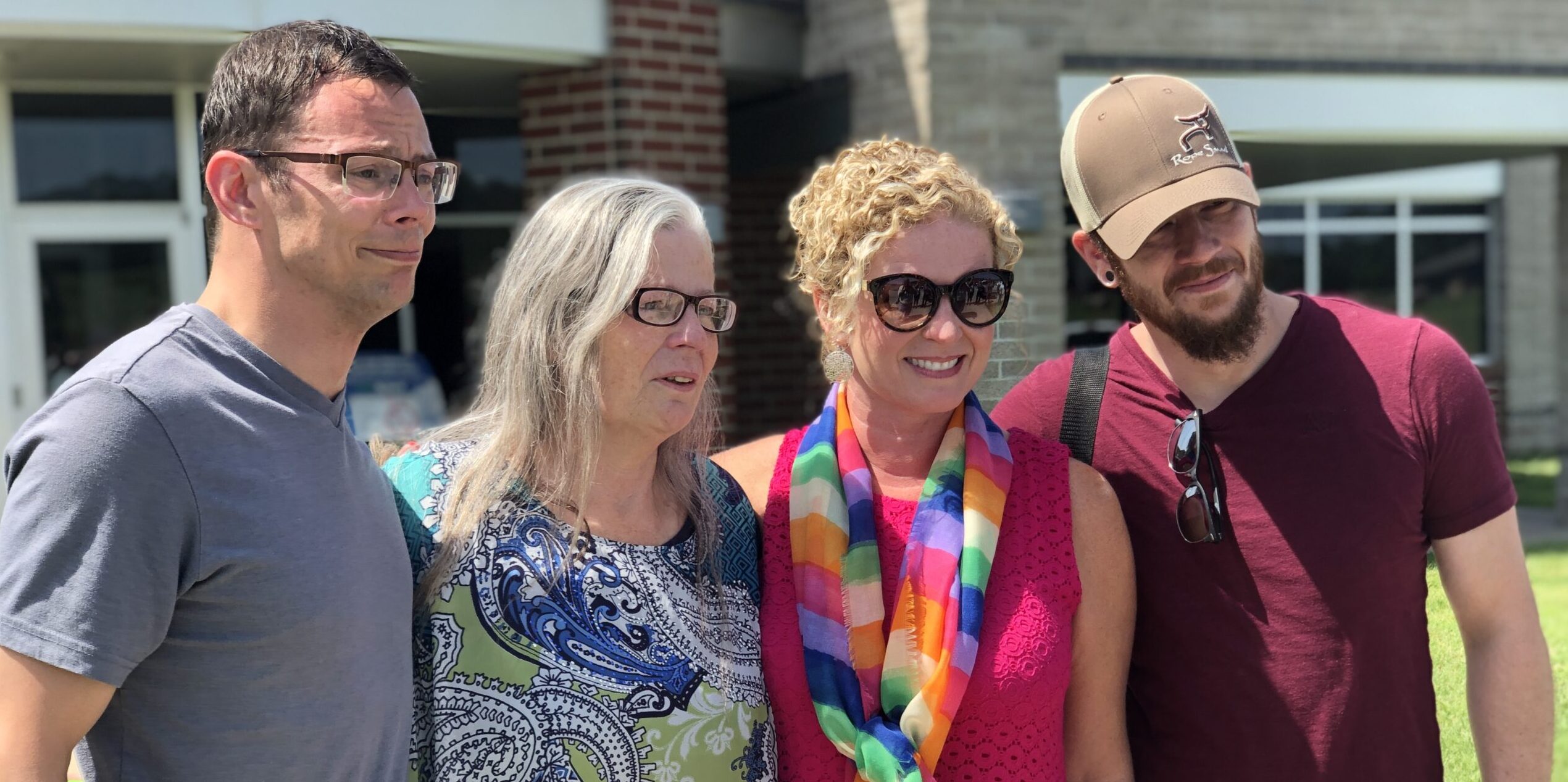 Belynda Goff with her children, Mark, Bridgette, and Stephen Lee, in 2019. (Photo by Suzy Salamy for the Innocence Project)