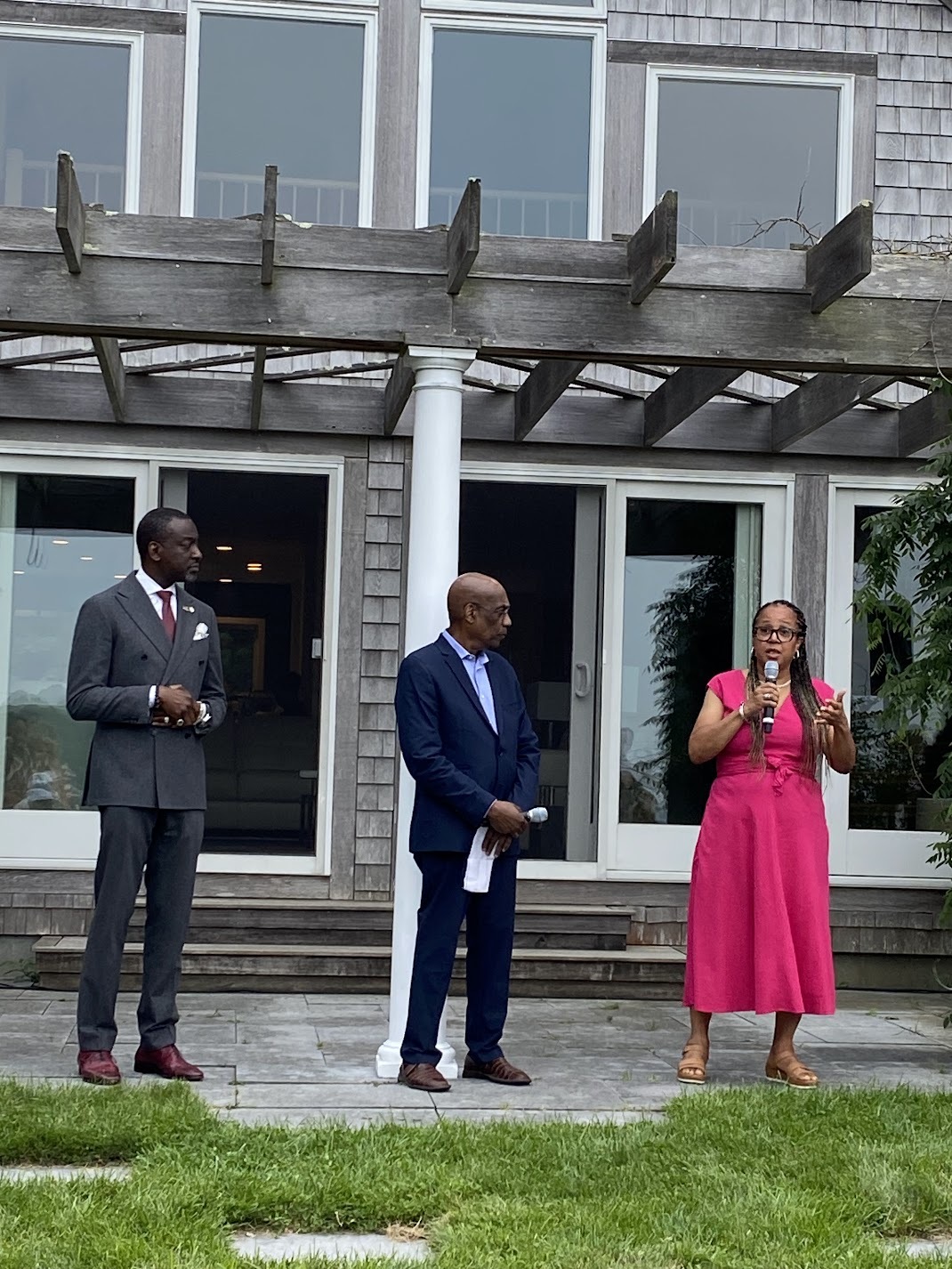 New York City Council Member and Innocence Project Board Member Yusef Salaam, Innocence Ambassador Joe Morton and Innocence Project Executive Director Christina Swarns at the Martha's Vineyard event in August.