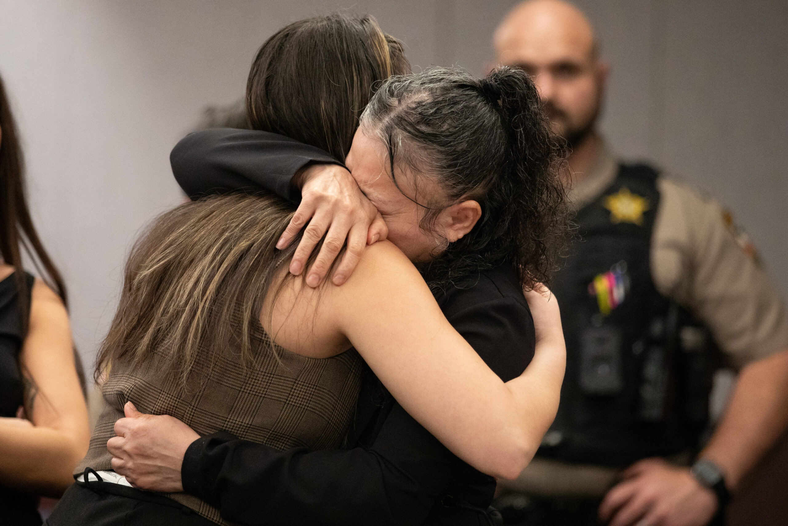 Carmen Mejia embraces her daughter upon her exoneration in Austin, on March 9, 2026. (Image: Montinique Monroe/Innocence Project)