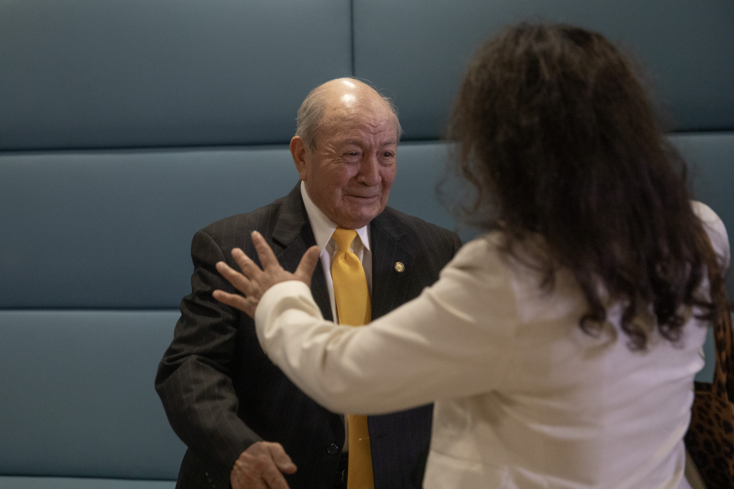Carmen Mejia meets with Art Guerrero for the first time since her exoneration, in Austin, Texas, on April 30, 2026. Montinique Monroe for the Innocence Project